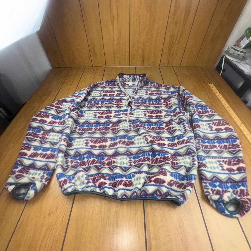 Vintage Columbia‎ Sportswear Mens Fleece Pullover Geometric Tribal Made in USA L